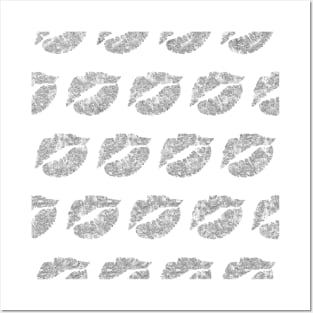 Silver Pattern Neck Gaiter Lips Silver Neck Gator Posters and Art